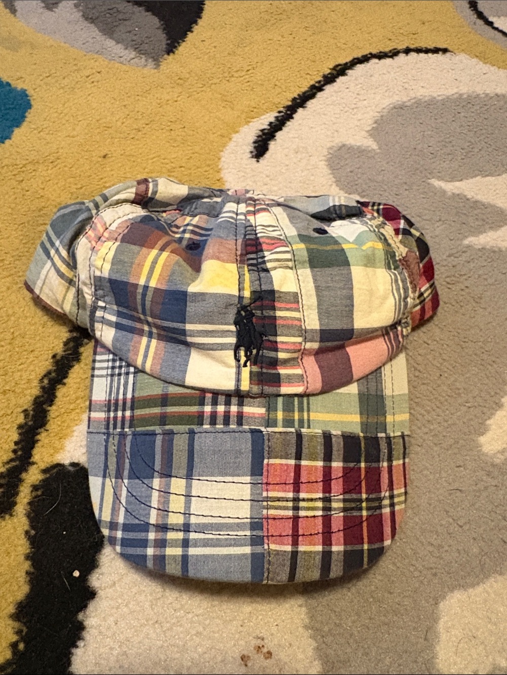 Polo by Ralph Lauren Multicolor Madras Plaid Cap with Light Blue Brim
